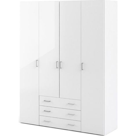 Spell Kleiderschrank 4 Türen, 3 Schubladen weiss, weiss hochglanz. (1/5)