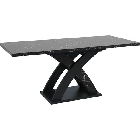 Tavolo da pranzo allungabile in MDF e metallo nero 120-160 cm per 6 persone HOMVRA (1/5)