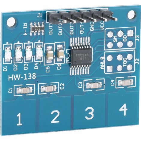 5 Stück Berührungsschaltermodul TTP224 kapazitiv 4 Kanäle digitaler Sensor elektrische Geräte (1/5)
