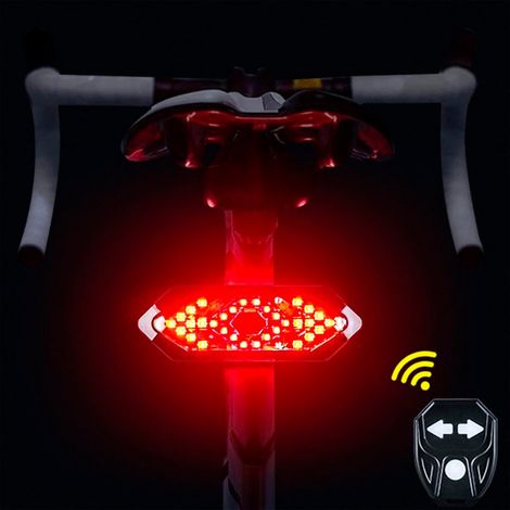 Luz trasera led con intermitentes y mando para bicicleta