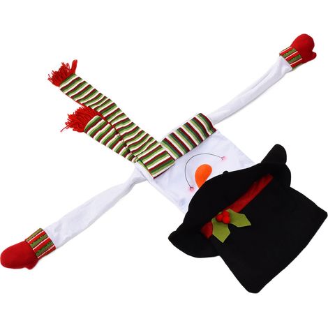 Schneemann-Weihnachtsbaumspitze, verschneiter Weihnachtsmann umarmt den Baum (1/5)