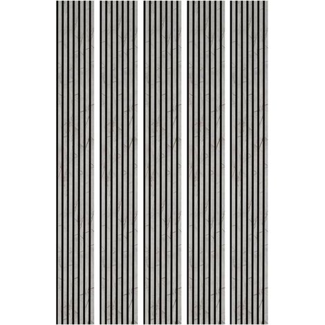Mur TV - Lot de 5 Panneaux tasseaux bois 250 x 30 x 1,9 cm - décor marbre gris/feutrine noir - 3,75m² (1/5)