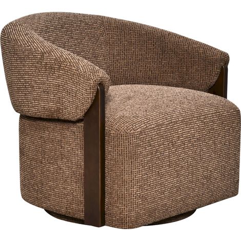 Fauteuil lounge pivotant en tissu marron - marron blockweave (1/5)