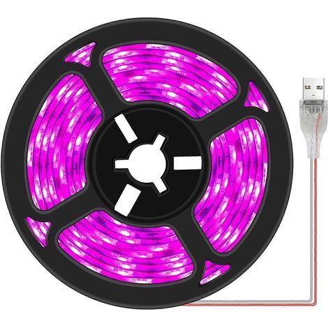 Bandes lumineuses LED étanches à spectre complet pour la croissance des plantes succulentes, hydroponie, serre, jardinage, USB (3 m) (1/5)