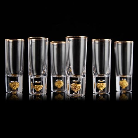 Verres à Shot 6cl(65ml), Ensemble de Verre à Liqueur en Cristal, Décorés d'or 24 Carats, Verre a Vodka Cool et Personnalisé, sans BPA et sans Plomb, Choix de Cadeaux - 6 Pièces (1/5)