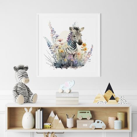 Poster / Affiche carrée Enfants - Zèbre - 50x50 cm (1/3)