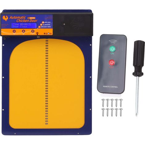 Automatische Hühnerstalltür mit LED, Fernbedienung und Lichtsensor IP45 - Öffnet/schließt für Hühner, Enten, Gänse (Jewel Blue) (1/5)