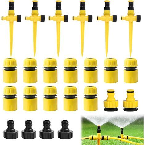 Pcs Garden Sprinkler, Automatic Sprinkler, 360° Rotating, Lawn Sprinkler, Automatic Watering with 1/2 and Y Hose Connection, Adjustable Lawn Watering for Garden Lawn Plants (M2) (1/5)