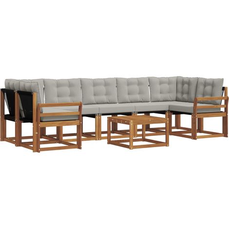 Conjunto de sofás de exterior 8 uds. Gris Natural y Claro vidaXL (1/5)