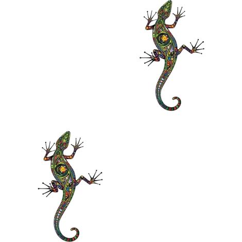 Lot De 2 Autocollants Muraux Motif Lézard En Pvc Autocollants Pour Décoration D'intérieur À Coucher Salon Carrelage À Décoller (1/5)