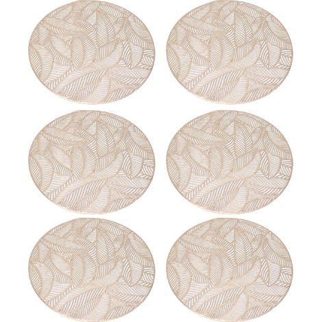 Lot de 6 sets de table ronds dorés ajourés en PVC écologique résistant à la chaleur, 38 cm de diamètre. (1/5)
