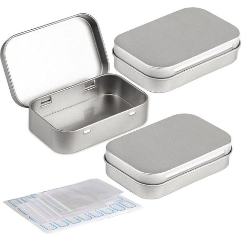 3 Boîte Metal, Rectangulaire Avec Couvercle, Acier Étame, Pour Rangement Cosmétiques (1/5)