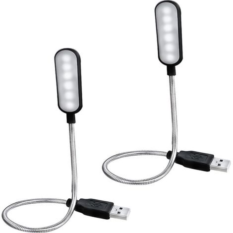 2 Pièces Lampe LED USB Flexible, Lampe USB Dimmable, Lampe USB Flexible 6 LED à Col de Cygne, Éclairage Ordinateur et Lecture, USB Lumière Douce pour PC, Mac, Powerbank, TV USB, Faible Consommation [C (1/5)