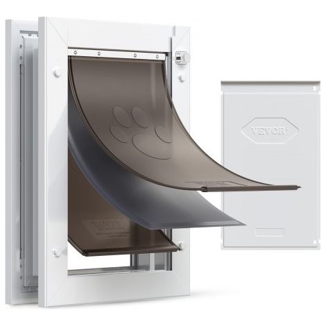 Puerta para Mascotas Tamaño Mediano, Gatera para Puerta con 3 Solapas Flexibles Magnéticas, Marco Metálico, Resistente a la Intemperie para Perros Gatos Pared Dormitorio Interior y Exterior (1/5)