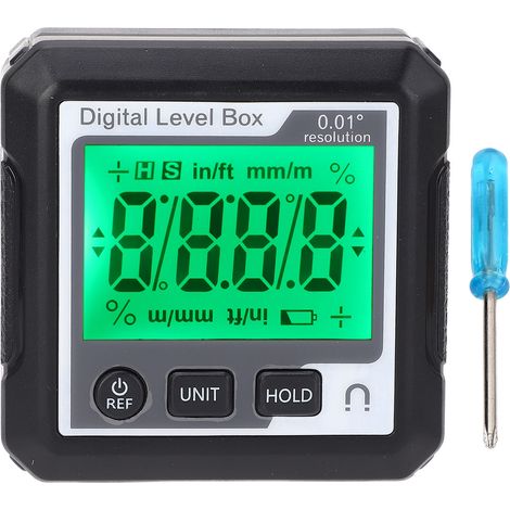 Nivel digital con imán, inclinómetro electrónico, transportador de ángulos para carpintería y reparación de automóviles, blanco y negro. (1/5)