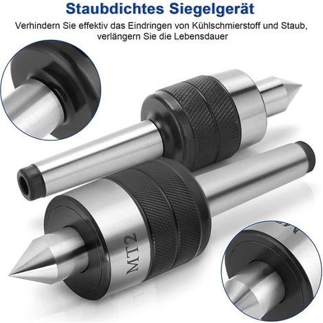 Pointe Tournante Précision pour Tour CNC en Acier - Centre Rotatif Compatible Machines Métaux, Tolérance 0,005 mm- (1/4)