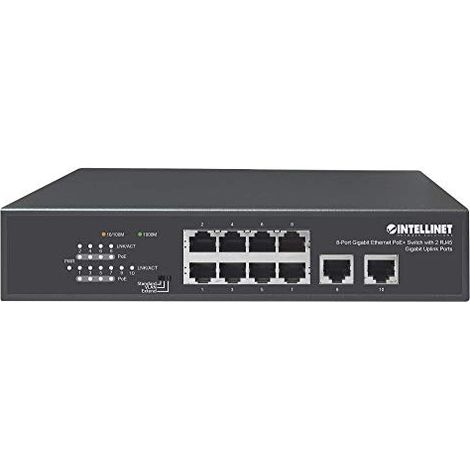 INTELLINET 8-Port Gigabit PoE+ Switch 2 RJ45-Ports 120W
