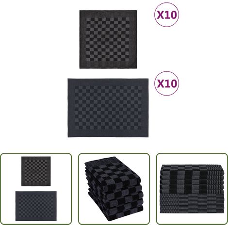 Küchentuch - 20-tlg. Handtuch-Set Schwarz und Grau Baumwolle (1/5)