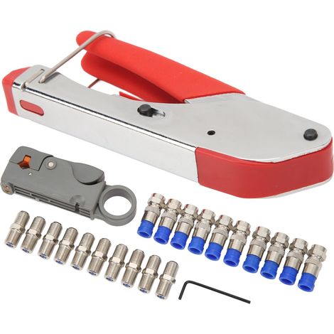 Pince à sertir pour câble coaxial, outil de dénudage et de sertissage avec connecteur F pour câbles RG59 et RG6 (1/5)