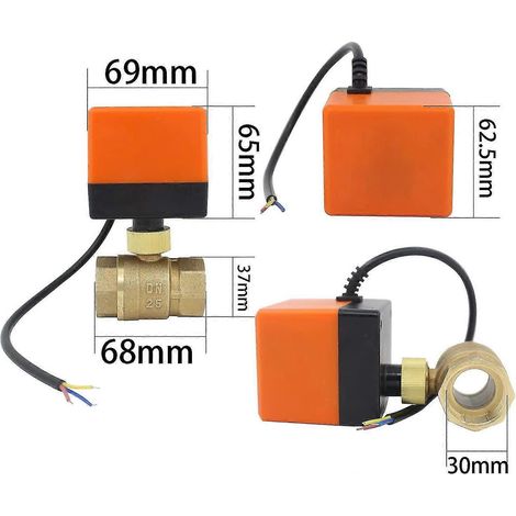 Vanne motorisée 2 voies AC220V AC24V DC12V - Vanne à bille motorisée 2 voies DN15 DN20 DN25 DN32 DN40 DN50 (AC220V DN25) (1/3)