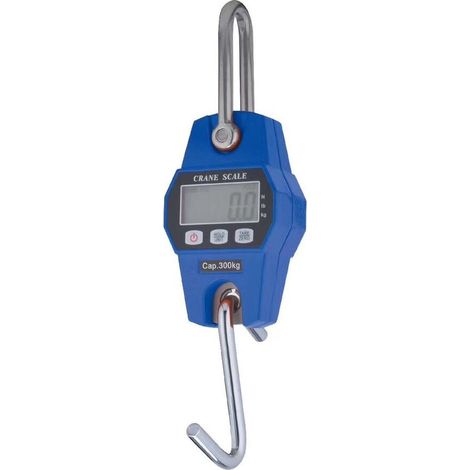 Dinamómetro de gancho industrial con pantalla LCD, capacidad de 300 kg, color azul (1/3)