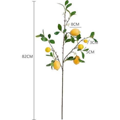 Bouquet de fleurs fraîches naturelles, pour restaurants, hôtels, décoration intérieure, plantes vertes, fruits de citron, branches de citron, fleurs artificielles 6 têtes (1/5)