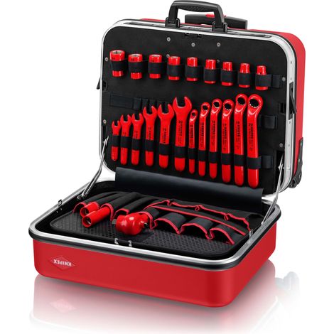 KNIPEX 98 99 15 Valigia portautensili "BIG Twin Move RED" Competenza elettrica 42 pezzi 290 mm (1/5)