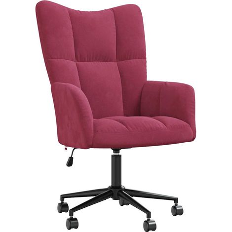 Fauteuil lounge bureau chaise de canapé sur roulettes design modene en velours rouge bordeaux DEC026765 (1/5)