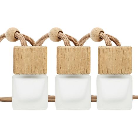 Jeffergarden Paquet de 3 bouteilles vides de parfum suspendues pour voiture, désodorisant, diffuseur de parfum rechargeable, bouteille en verre vide (1/5)