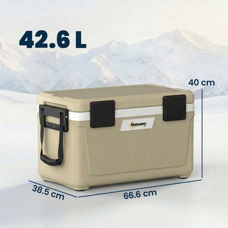 Glacière isotherme portable, 42,6 l, avec poignée, 66,6 x 38,5 x 40 cm, kaki (1/5)