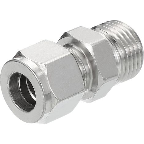 PATIKIL 1/2G x 12mm Raccord de Tube de Compression en Acier Inoxydable 304, Double Raccord de Tube de Compression Adaptateur Droit (1/4)
