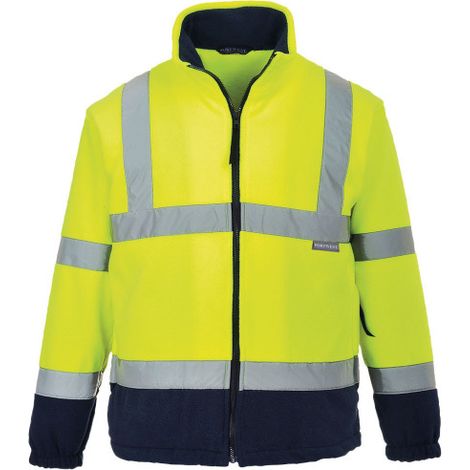 Abrigo polar bicolor de alta visibilidad con cremallera y cintas reflectante F301 XS Amarillo/Marino