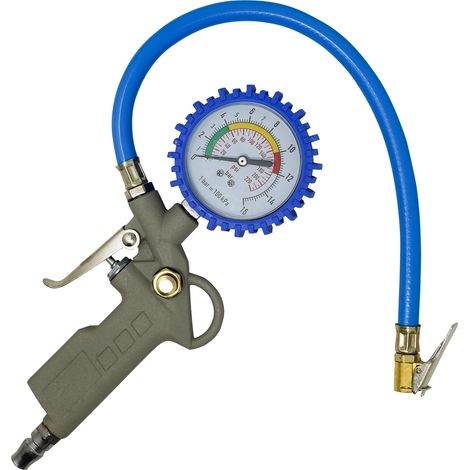 Dapetz ® Car Tyre Air Inflator and Pressure Gauge Gun With Rubber Hose 140 PSI - 10 BAR For Use Air Compressor Suitable For Car Van Motorbike and Bike Schrader Connector (1/5)