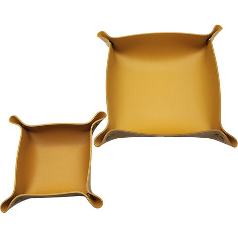 Boîte de rangement carrée en cuir PU, pour bijoux et cosmétiques, multicolore, style nordique, 25 x 25 mm - Jaune (1/5)