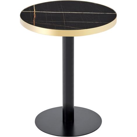 GagaTable d'appoint ronde 60 cm effet marbre, bord doré (1/5)
