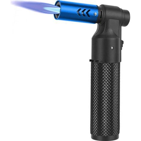Chalumeau de cuisine au butane - Briquet - Rechargeable - Portable - Mini chalumeau au butane réglable(sans gaz) (Bleu) (1/4)