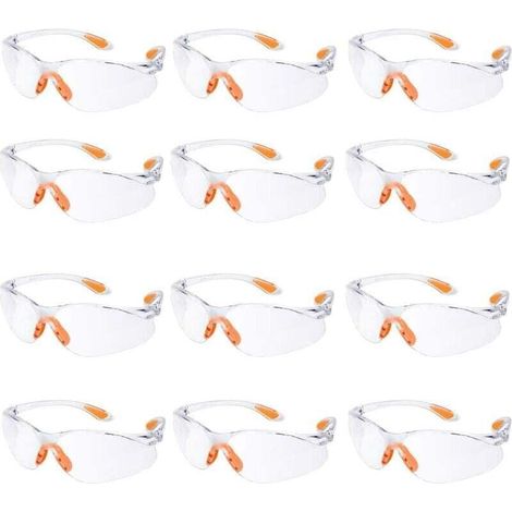 Lot de 12 Lunette de Sécurité Lunettes de Protection Travail avec Lentilles Transparentes Anti-Buée Lunette Protection pour Jardin Laboratoire Chimie (1/4)