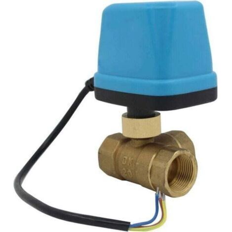 Vanne Motorisee 3 Voies Vanne à Bille MotoriséE Dn20 3/4 Pouces Ac 230v Electrovanne MotoriséE Vanne éLectrique Laiton Vanne De Zone , Bleu (1/2)