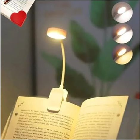 Wiederaufladbare Leselampe mit 3 Lichtmodi und Augenschutz – Langlebiger Akku, 360° flexible Klemmleuchte (1/5)