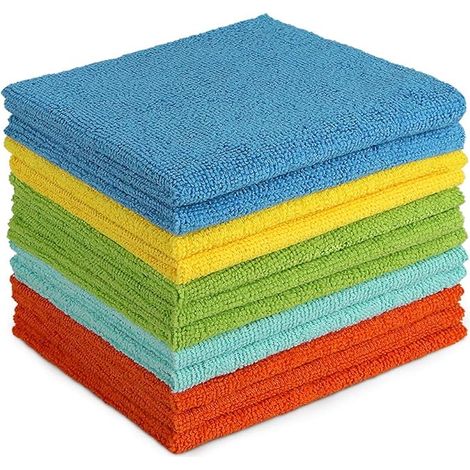 Sollbry Packung mit 12 Mikrofaser-Reinigungstüchern, weicher, saugfähiger, fusselfreier Haushalts-Mikrofaser-Waschlappen, für Zuhause, Küche, Auto, Tafelaufsätze und Fenster, 30 x 30 cm (1/4)