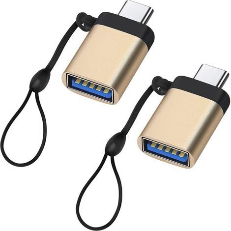 Adattatore Seminer da USB-C a USB 3.0 placcato oro con cinturino da polso (confezione da 2) (1/5)