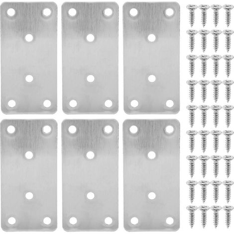 6 plaques de réparation, supports de renfort droits, supports plats robustes, plaques de réparation en acier inoxydable (1/5)