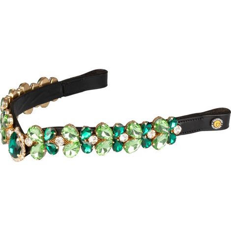 FULL, verde ray: Frontalino in cuoio con cristalli a goccia Green Ray Crystal (1/4)