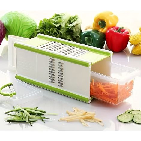 Râpe multifonction 5-en-1 à design carré pour couper les légumes