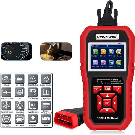OBD2 Scanner de codes de diagnostic automatique OBDII Système de capteur O2 Systèmes de capteurs OBD2 EOBD pour moteur de véhicule universel Outil de voyant de contrôle du moteur Lecteur de codes (1/5)