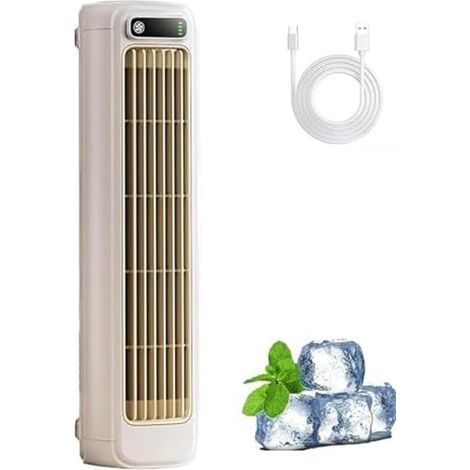 Ventilateur silencieux à haute puissance, longue autonomie, tour de ventilation pour bureau, fixation murale, ventilateur USB portable (blanc) (1/5)