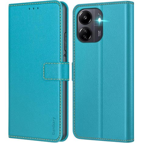 Klapphülle für Xiaomi Redmi 13C / Poco C65 mit Kartenfächern, Magnetverschluss und Standfunktion, Azurblau (1/5)