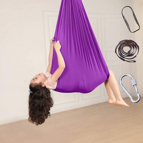 Balancelle thérapie intérieure pour enfants, ados, hamac doux sensoriel, besoins spéciaux, yoga, intégration sensorielle, camping extérieur (1/5)
