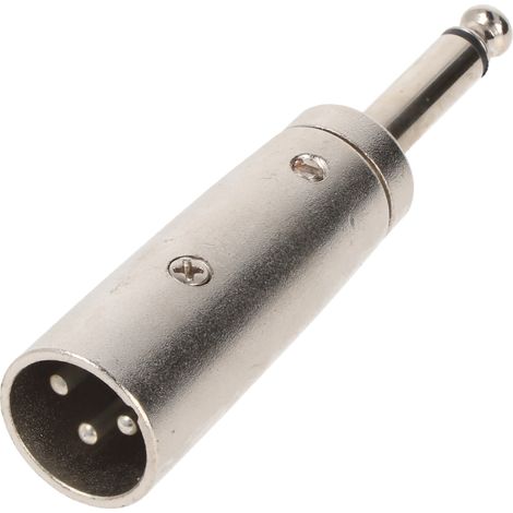XLR-Adapter, AUX-Klinke 6,35 mm, Mono-Stecker zu XLR-Stecker, 1x XLR-Stecker (3-polig) 1x 6,35-mm-Klinkenstecker (2-polig, mono). (1/5)