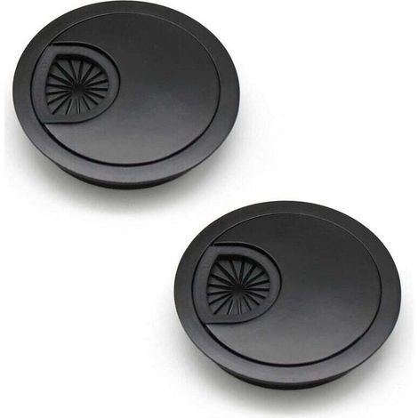 2 Pièces Passe Cable 60 mm Couvercle du Trou de Câble pour Bureaux, Bureaux et Plans de Travail Couleur: Noir Matériau: Alliage de Zinc